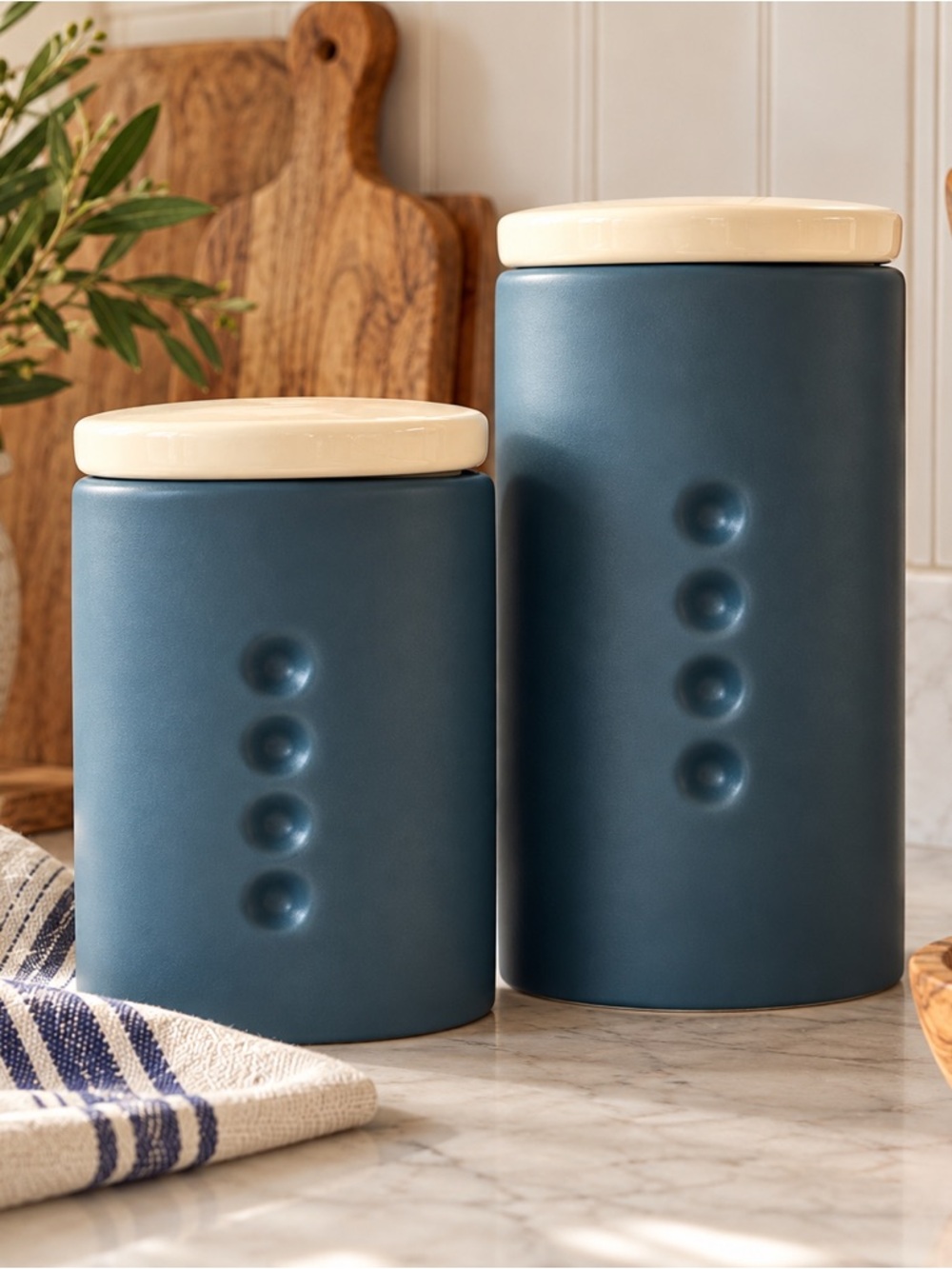 Noritake Colorwave Blue Canister Set Small Medium Stoneware Discontinued